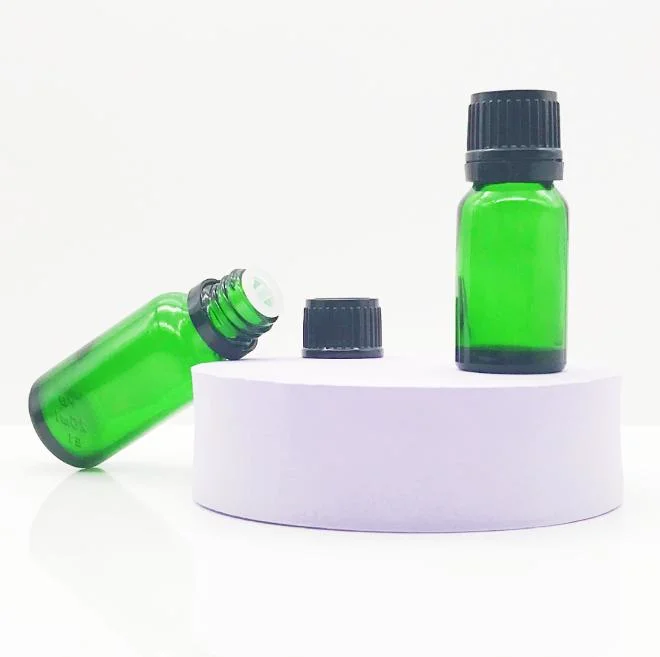 Green Essential Oil Bottle Vial Glass Bottles for Medical and Cosmetic