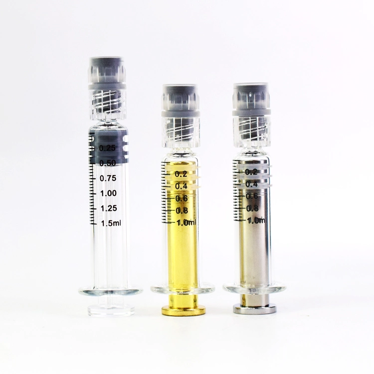 High Quality 0.5ml 1ml 1.5ml 2.25ml 3ml 5ml Luer Caps Luer Lock Oil Prefilled Glass Syringe