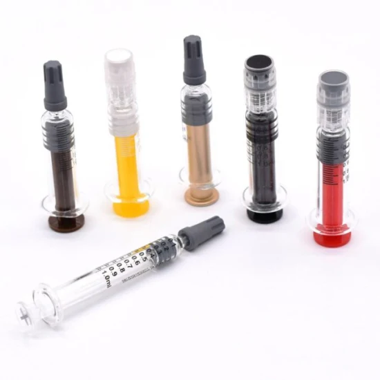 High Quality 0.5ml 1ml 1.5ml 2.25ml 3ml 5ml Luer Caps Luer Lock Oil Prefilled Glass Syringe